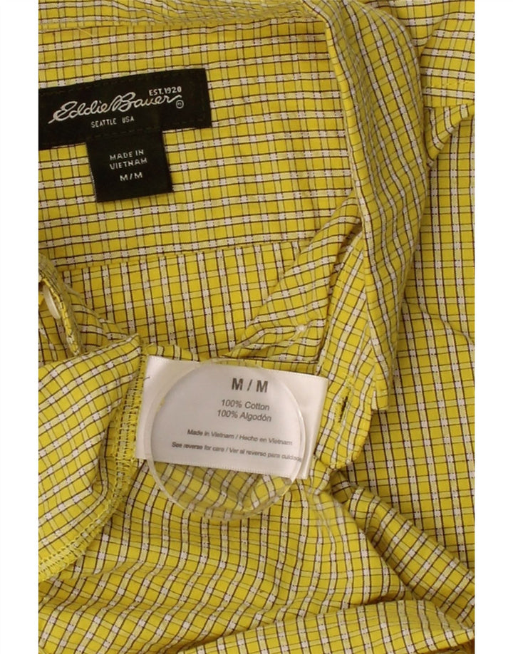 EDDIE BAUER Mens Seattle Short Sleeve Shirt Medium Yellow Check Cotton Vintage Eddie Bauer and Second-Hand Eddie Bauer from Messina Hembry 