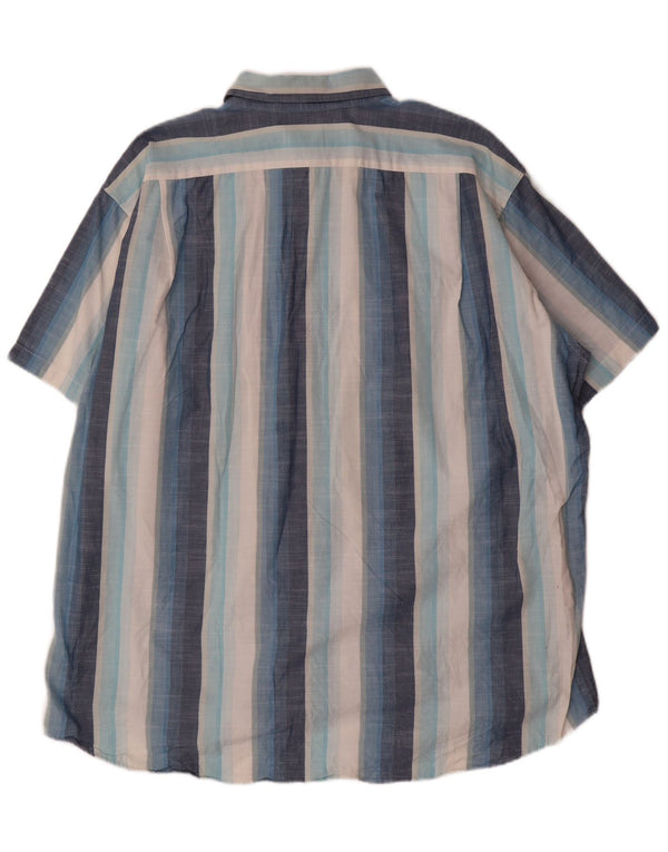 Lacoste Chemise à manches courtes pour hommes Taille 43 Grand coton rayé bleu