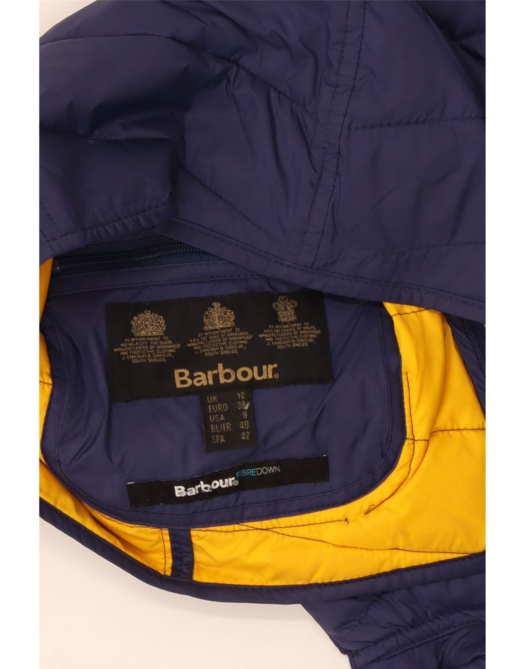 Barbour Veste rembourrée à capuche pour femme UK 12 Bleu marine moyen