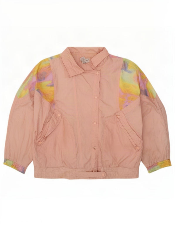 Lavon Womens Abstract Pattern Tracksuit Top Jacket UK 16 Large Pink 80s