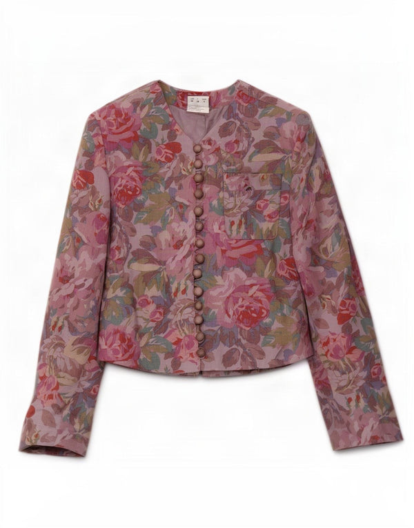 Oui Set Veste Blazer Femme UK 10 Petit Violet Floral Acétate