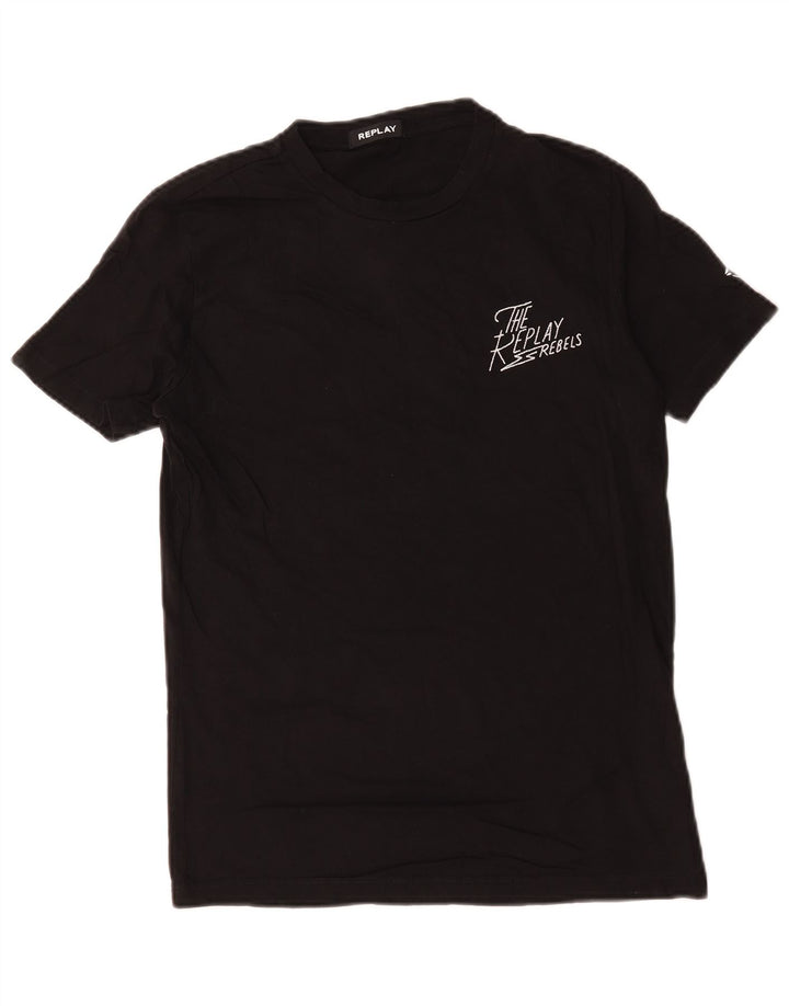 Replay T-Shirt Graphique Homme Noir Moyen Coton