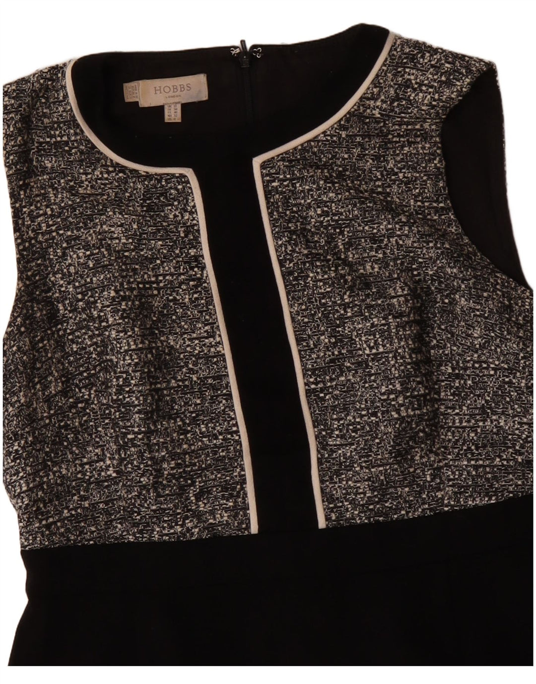 Hobbs Robe fourreau sans manches pour femme UK 42 Polyester moucheté noir moyen