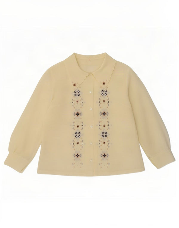 Chemisier femme vintage IT 46 Large Jaune Géométrique