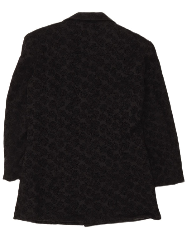 KOMBI Veste blazer surdimensionnée à 3 boutons pour femme UK 10 Petit motif floral noir