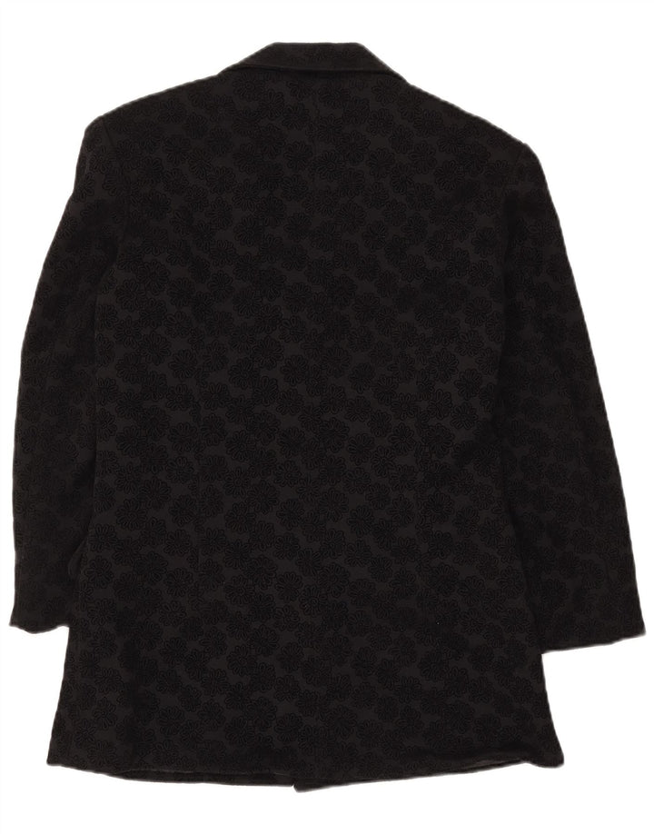KOMBI Veste blazer surdimensionnée à 3 boutons pour femme UK 10 Petit motif floral noir