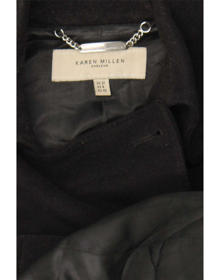 Karen Millen Trench-Coat Femme UK 12 Laine Noire Moyenne