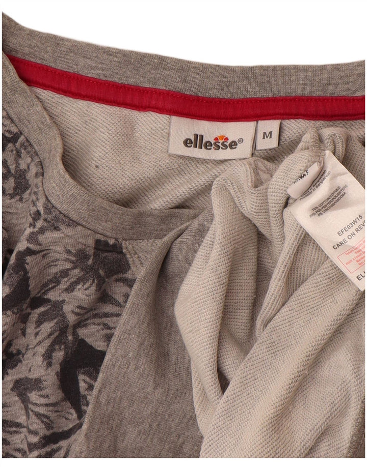 Ellesse Sweat-shirt surdimensionné pour femme UK 44 Gris moyen en coton floral