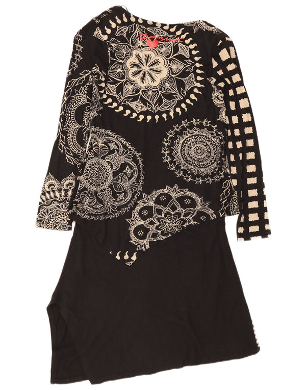Desigual Womens Graphic Asymmetrical Dress UK 14 Medium Black Floral