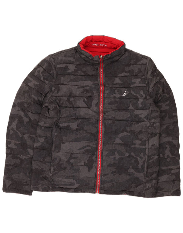 NAUTICA Veste matelassée réversible pour homme UK 40 Large Black Camouflage