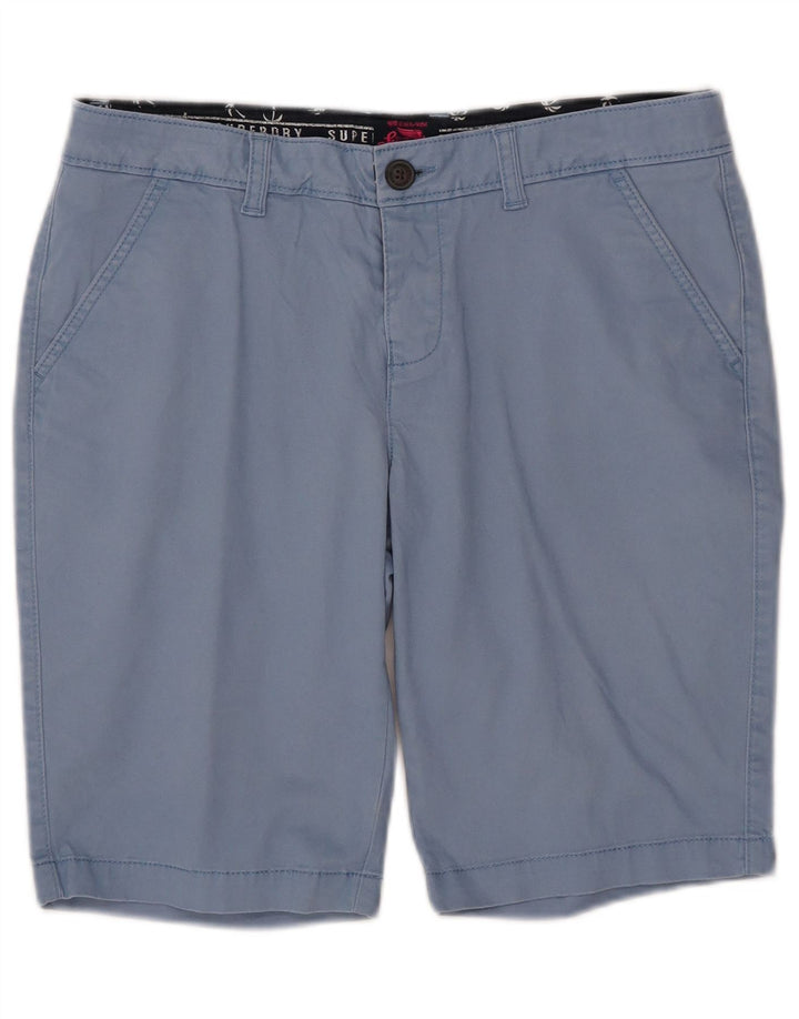 SUPERDRY Short Chino Femme W34 Large Bleu Coton