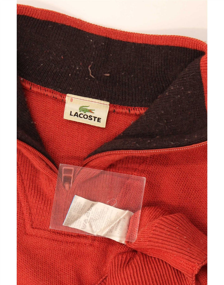 Lacoste Homme Zip Neck Jumper Pull Taille 8 3XL Laine Rouge