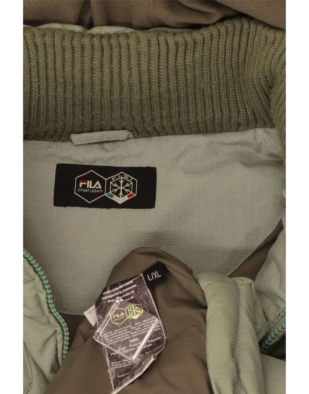 Fila Veste matelassée à capuche pour homme UK 40 Large Vert
