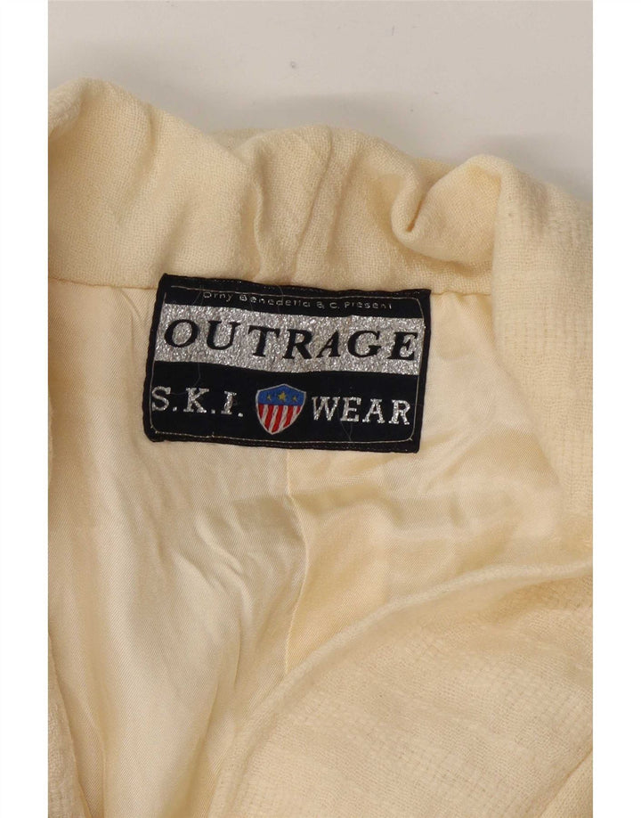Outrage Veste de ski en tricot pour femme UK 14 Medium Off White Colourblock