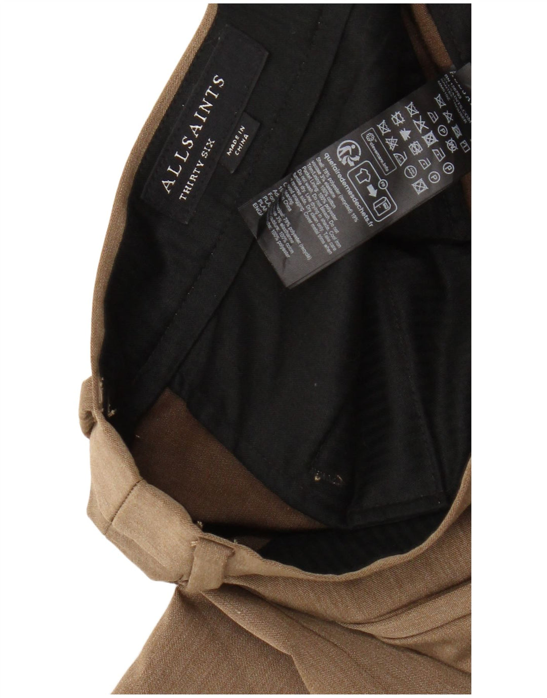 All Saints Pantalon de Costume Slim Homme W36 L30 Beige Polyester