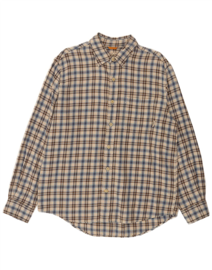 Timberland Chemise en Flanelle Homme Beige Moyen à Carreaux en Coton