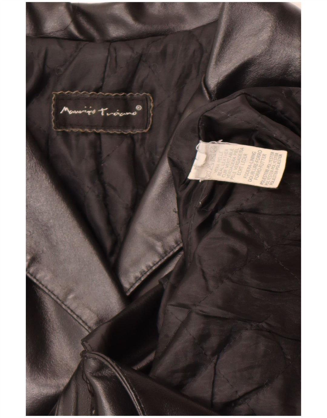 manteau en cuir femme vintage UK 16 Grand cuir noir