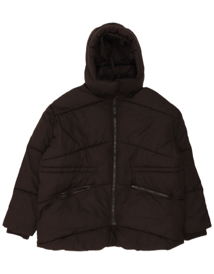 John Lewis Veste matelassée surdimensionnée à capuche pour femme UK 18 XL Noir Polyester