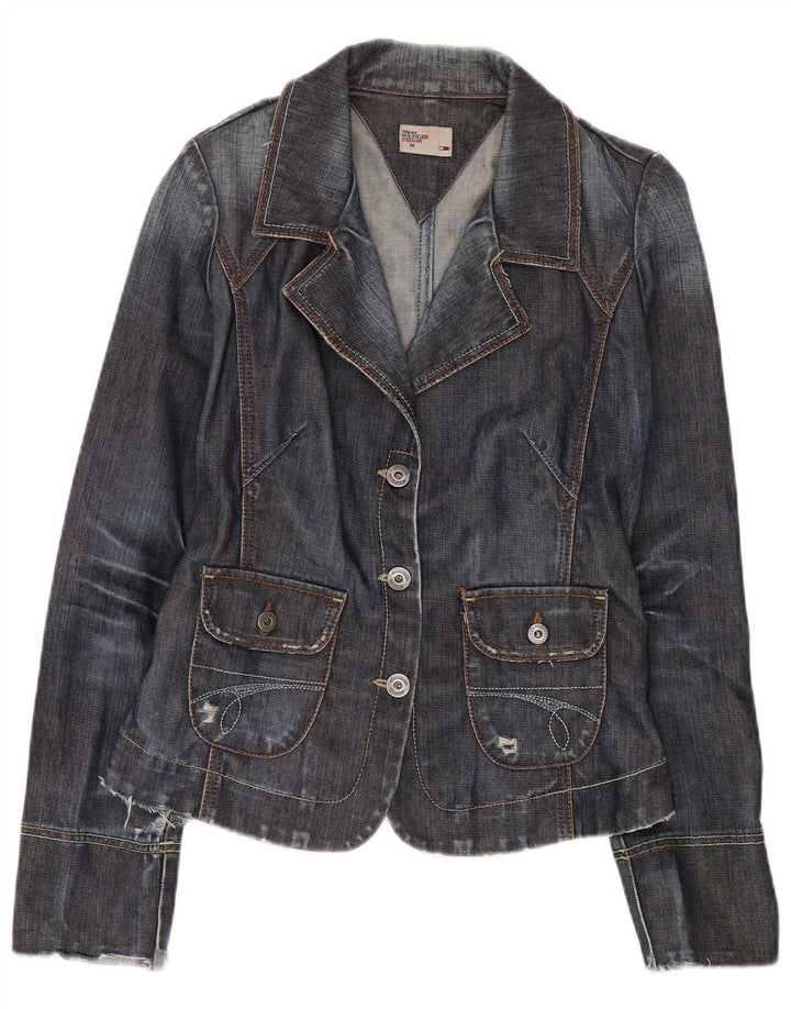Tommy Hilfiger Veste blazer en jean à 3 boutons pour femme UK 12 Bleu marine moyen