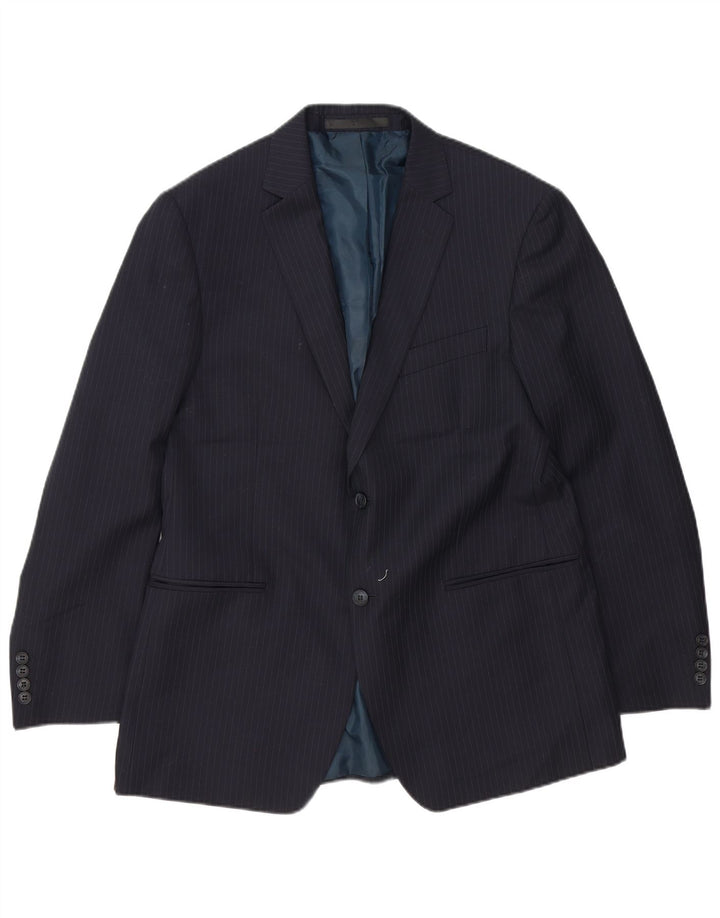 Marks & Spencer Veste blazer à 2 boutons pour homme UK 42 XL Bleu marine à fines rayures