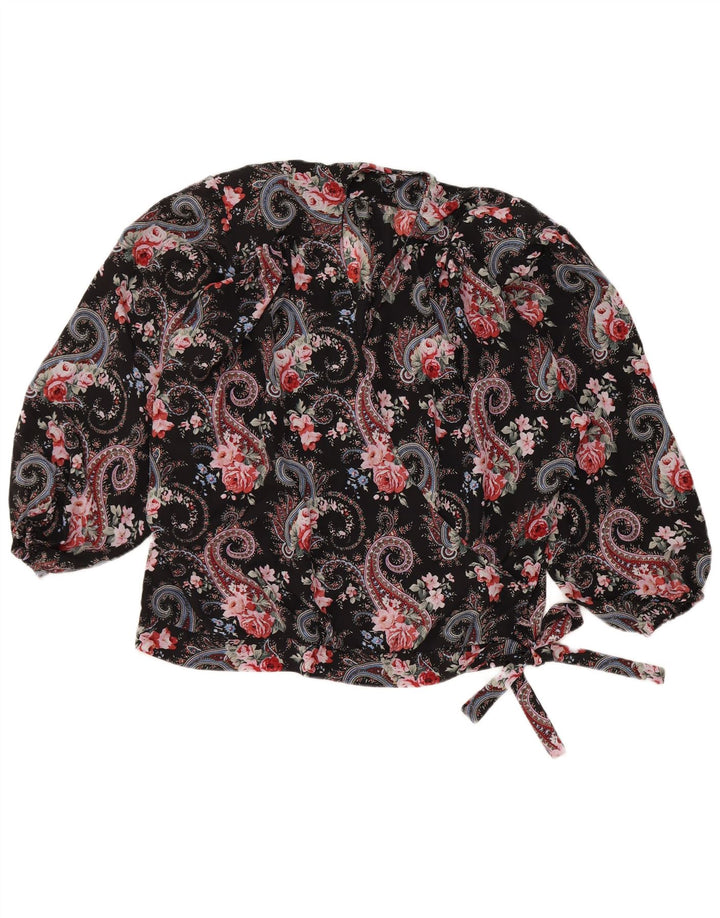 Blouse Femme Vintage Top IT 50 XL Noir Paisley