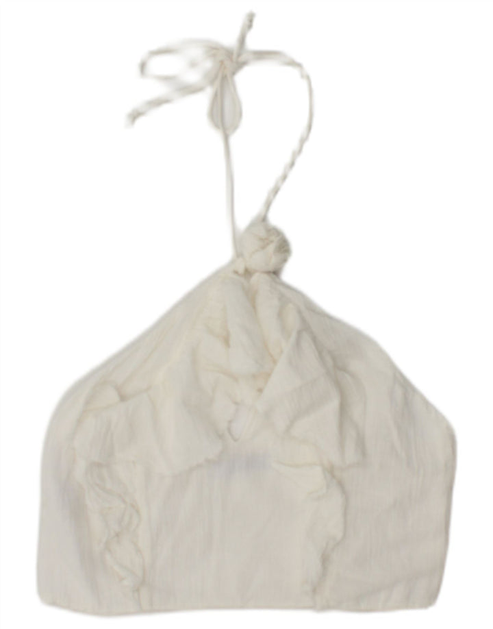 Zara Haut Licou Femme UK 12 Coton Blanc Moyen