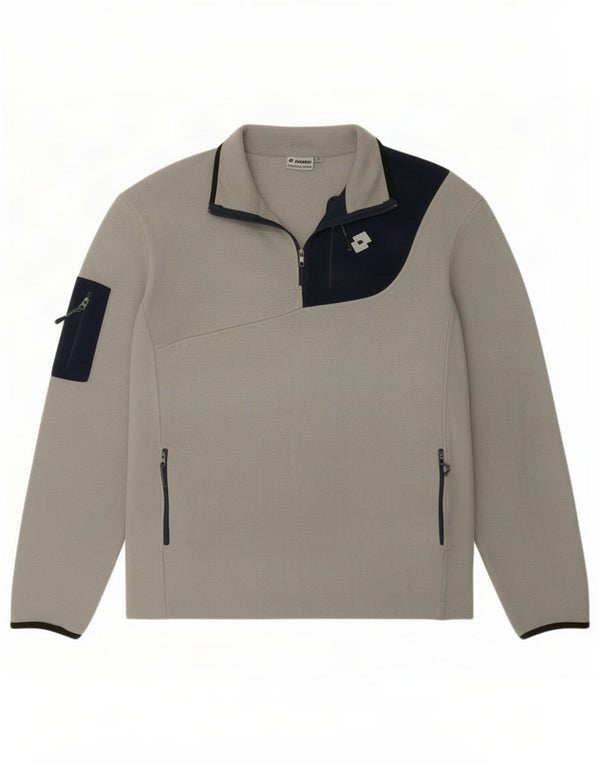 Lotto Pull polaire à col zippé pour homme 2XL Gris Colorblock Polyester