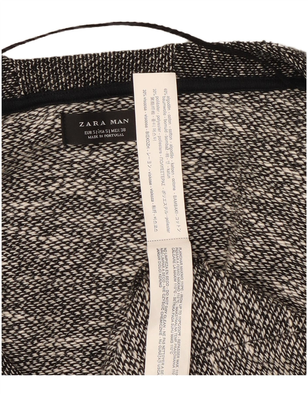 Zara Homme Cardigan Pull Petit Noir Moucheté Coton