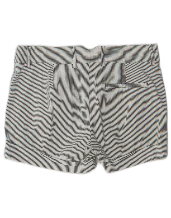 Zara Short Chino Femme Petit W27 Blanc À Fines Rayures