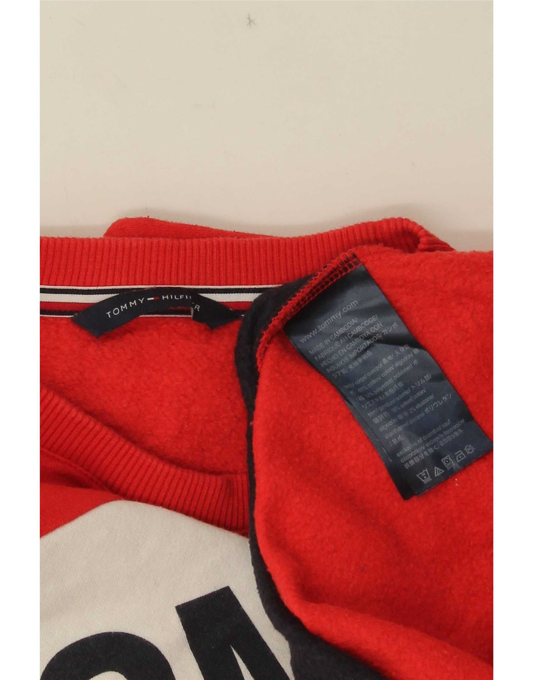 Tommy Hilfiger Sweat-shirt pour femme UK 14 Medium Rouge Colourblock