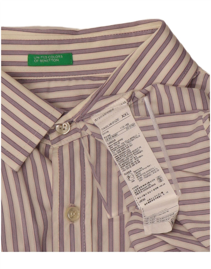 BENETTON Chemise Homme 2XL Violet Rayé Coton