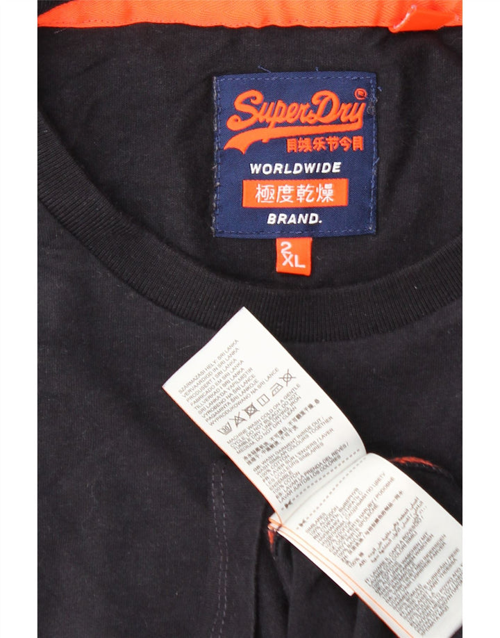 SUPERDRY T-Shirt Homme Top 2XL Bleu Marine Coton