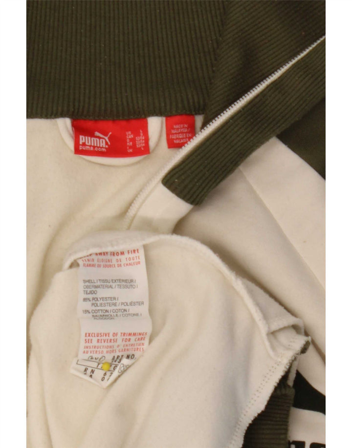 Puma Veste de survêtement graphique pour homme Large Blanc Colorblock Polyester