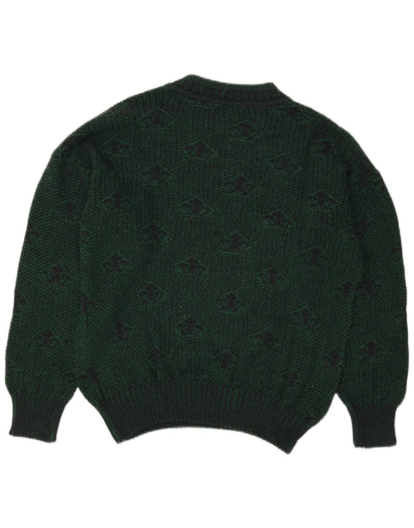 vintage Mens Crew Neck Jumper Pull Grand Vert Paisley