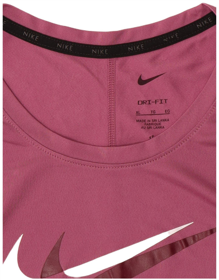 NIKE T-shirt graphique Dri Fit pour femme UK 18 XL Rose