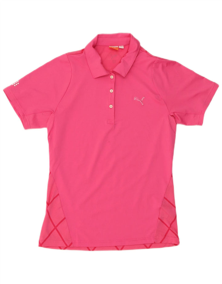 PUMA Polo Femme UK 12 Rose Moyen Géométrique Polyester