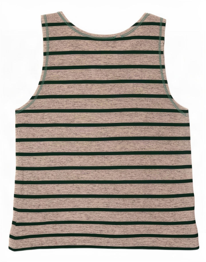 vintage Homme Débardeur Gris Moyen Rayé