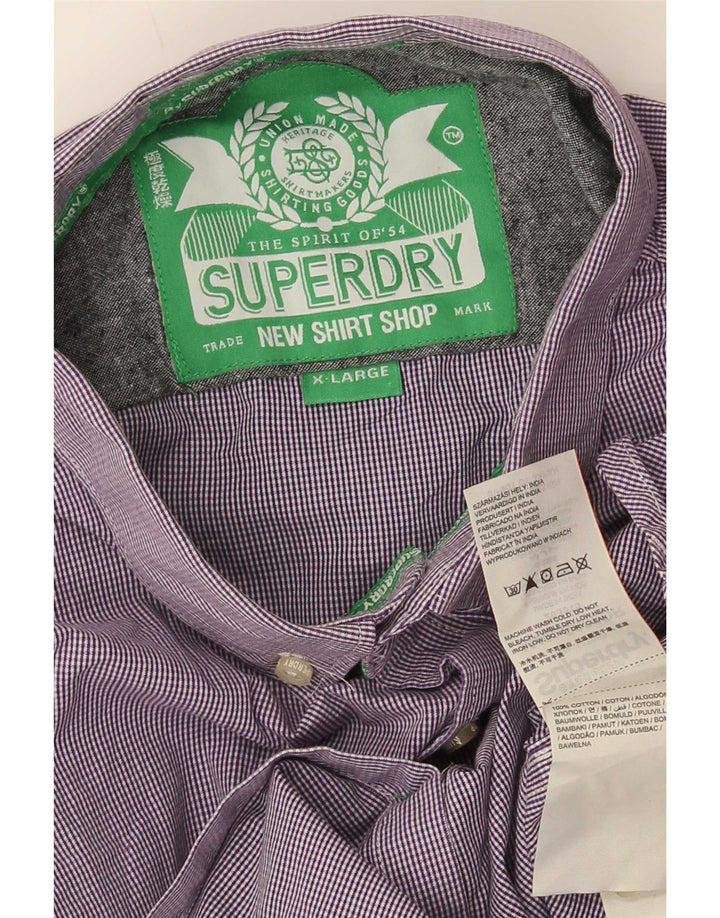 Superdry Chemise Homme XL Violet Vichy Coton