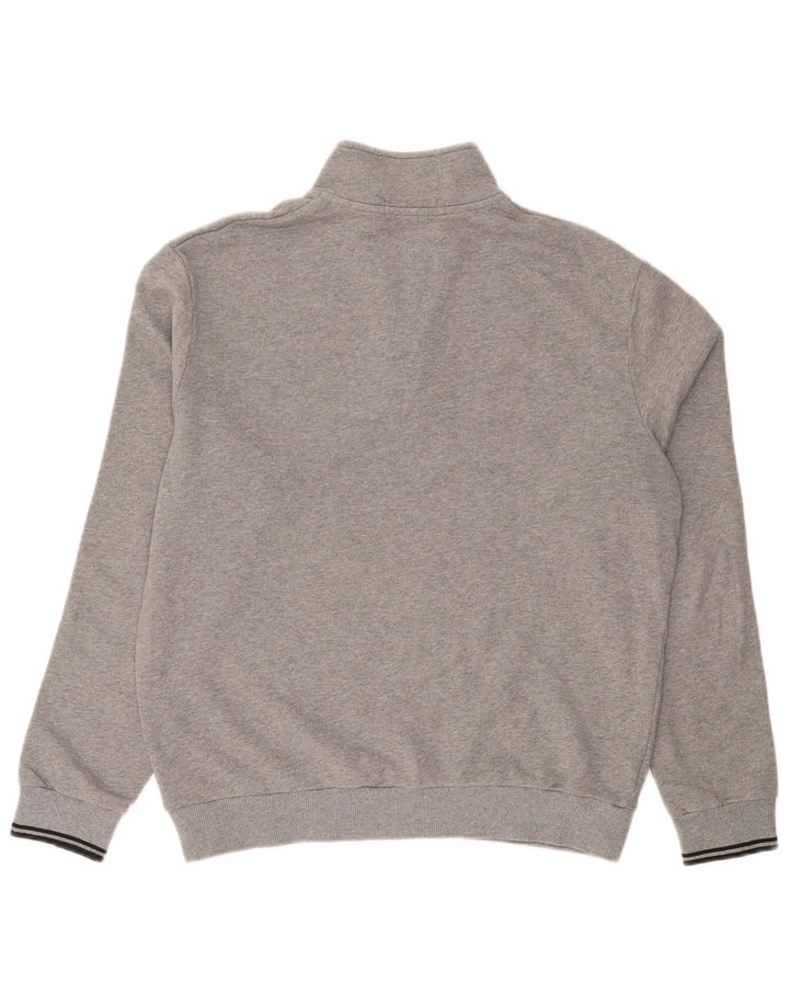 FRED PERRY Sweat-shirt à col zippé pour homme, grand, gris, coton