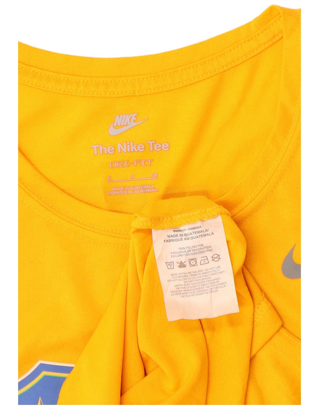 Nike Womens Brasil Graphic T-Shirt Top UK 10 Petit Jaune Polyester