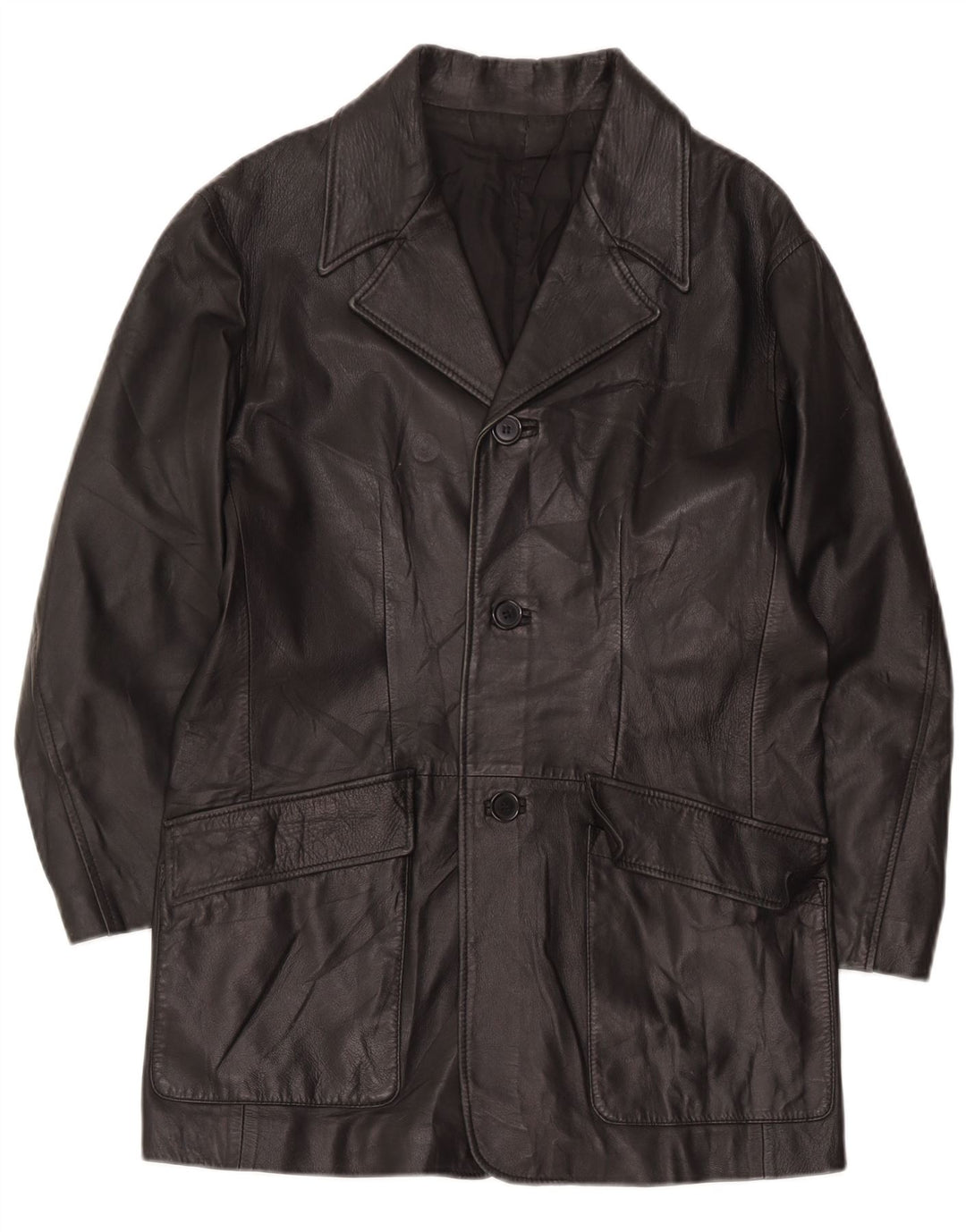 manteau en cuir homme vintage UK 36 Petit Noir