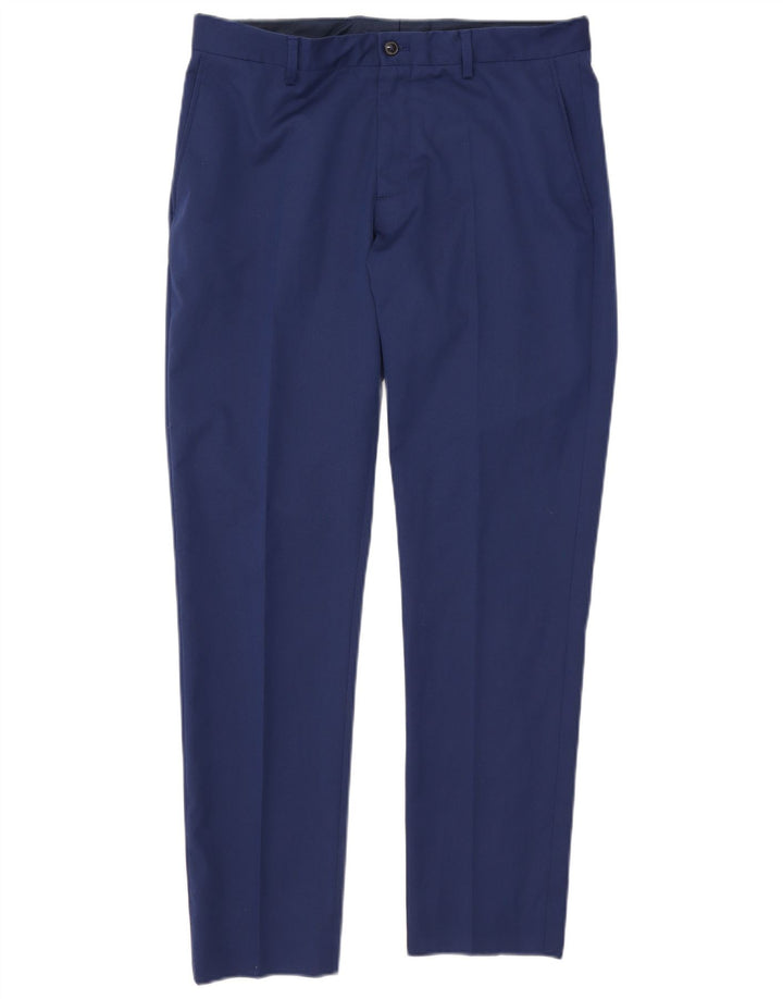 Zara Pantalon Chino Slim Homme EU 42 Large W32 L30 Bleu Polyester