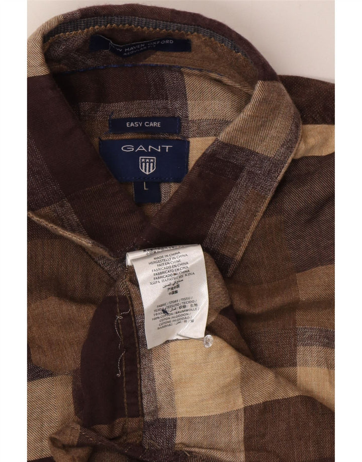 Gant Chemise en flanelle coupe classique pour hommes, grand carreaux en coton marron