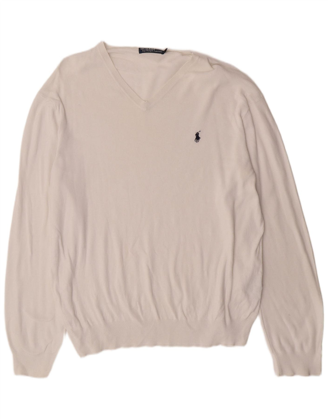 POLO RALPH LAUREN Pull col V Homme XL Coton Blanc
