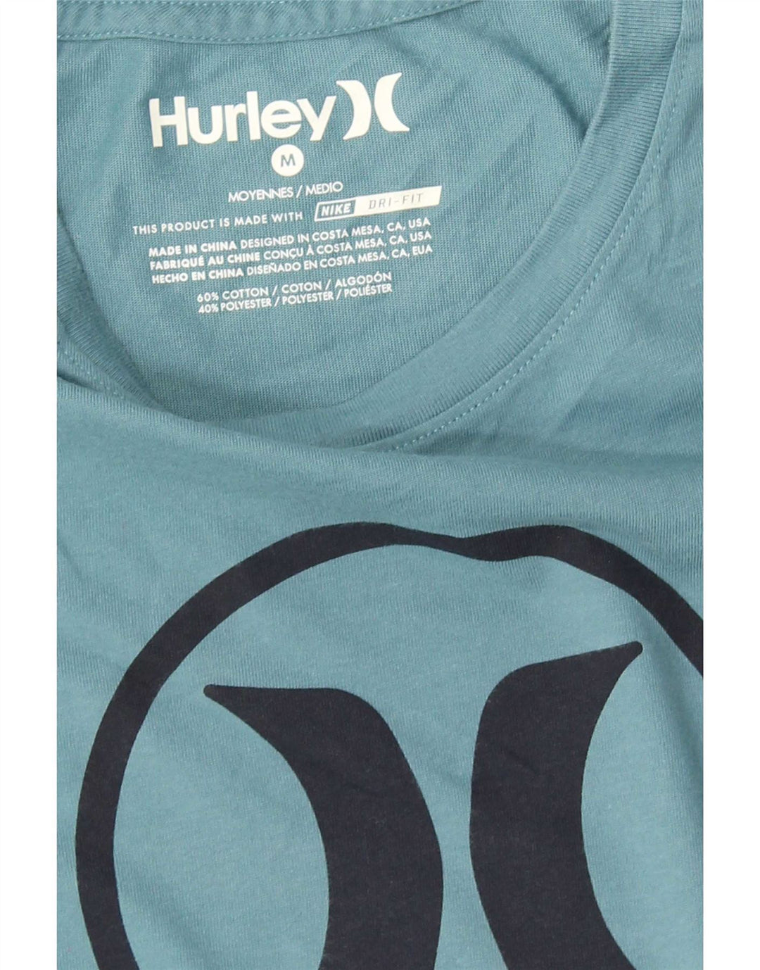 Hurley T-Shirt Dri Fit Graphic Homme Bleu Moyen Coton