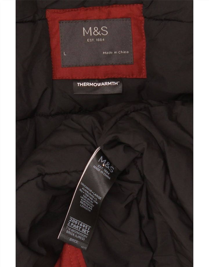 Marks & Spencer Parka rembourrée à capuche pour homme UK 40 Large Bordeaux Hiver