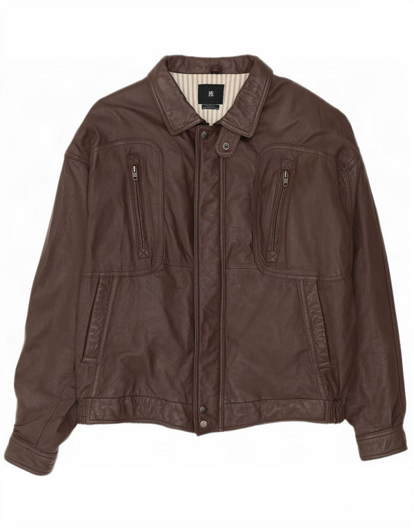 veste en cuir bomber homme vintage IT 58 4XL Marron