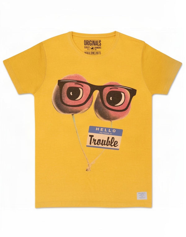 Jack & Jones T-Shirt Graphique Homme Jaune Moyen Polyester