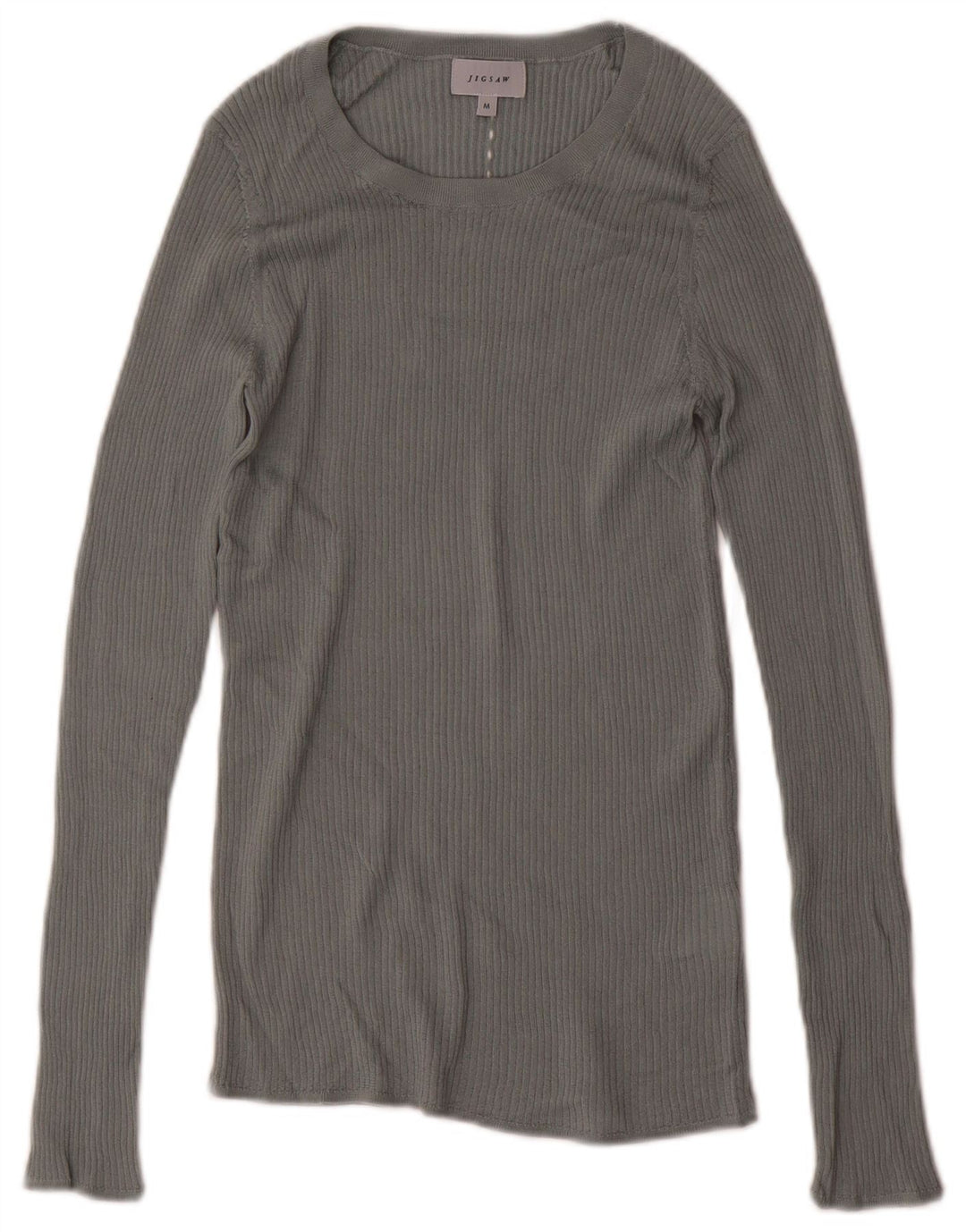 JIGSAW Pull Col Bateau Femme UK 12 Laine Gris Moyen