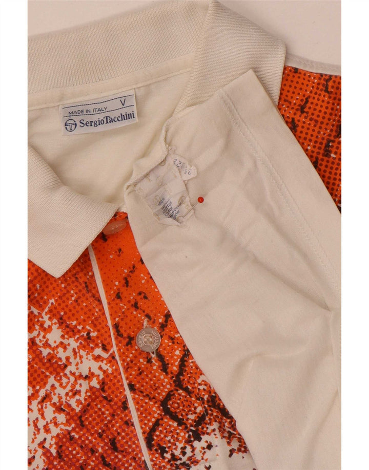 Sergio Tacchini Polo à Motif Abstrait Homme Blanc Moyen Coton
